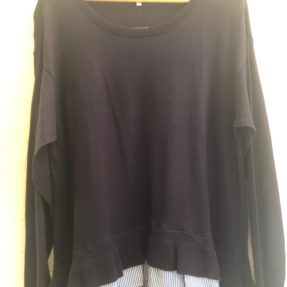 Crown and Ivy Navy Sweater Shirt Hem 0X